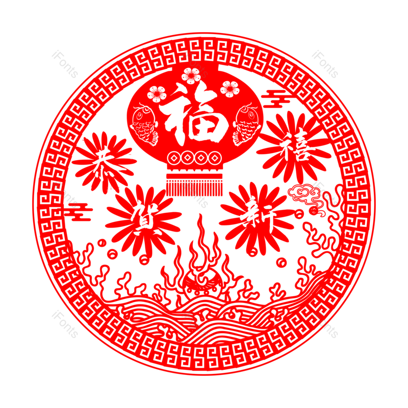 节日图片,窗花元素,剪纸PNG,红色免抠素材